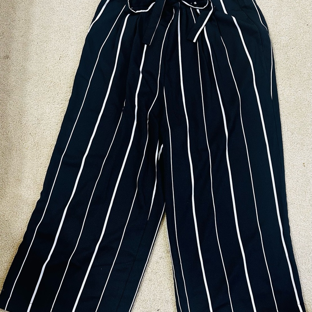 Striped Black and White Women's Pants